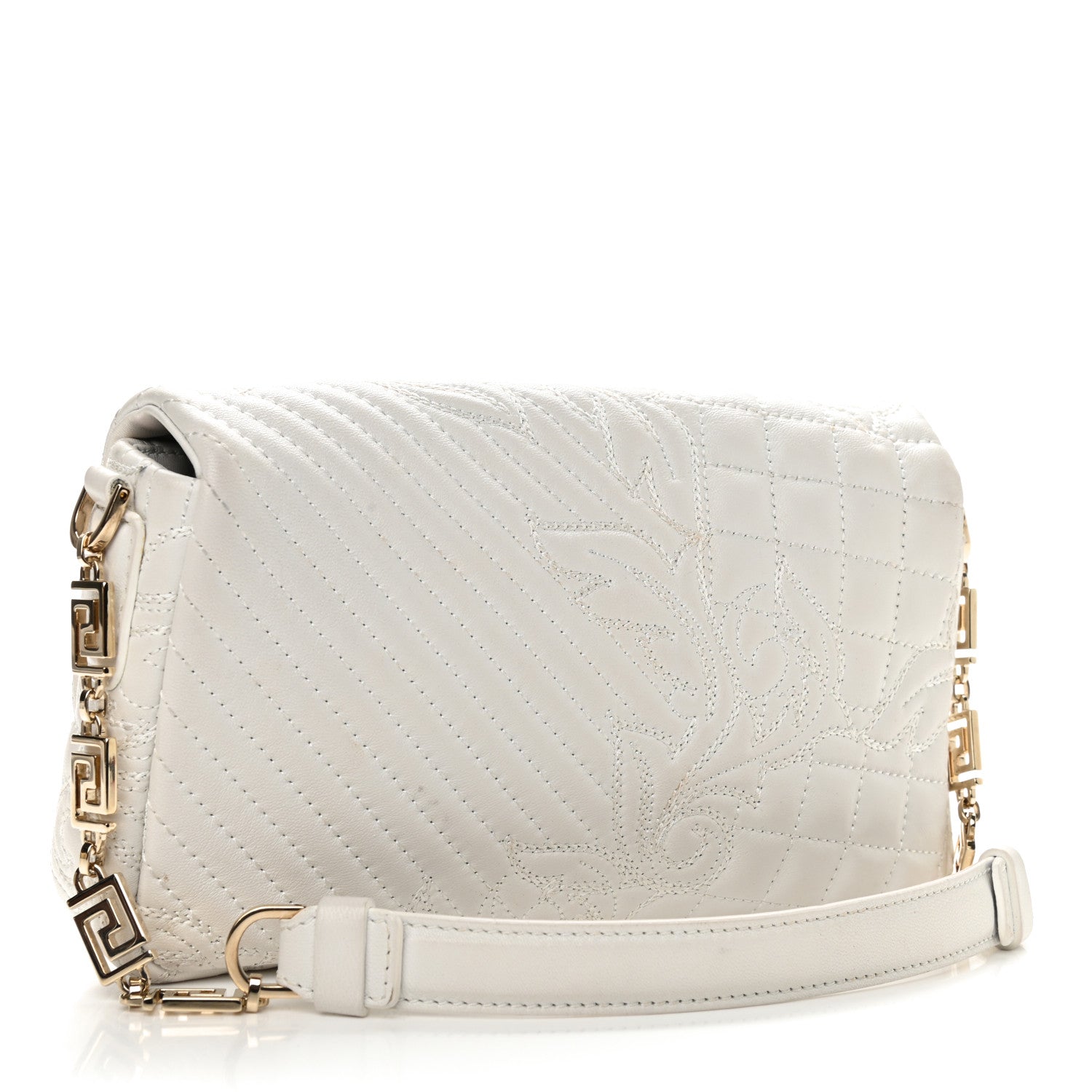 Versace Nappa Barocco Quilted Vanitas Medea Shoulder Bag White 3 of 13