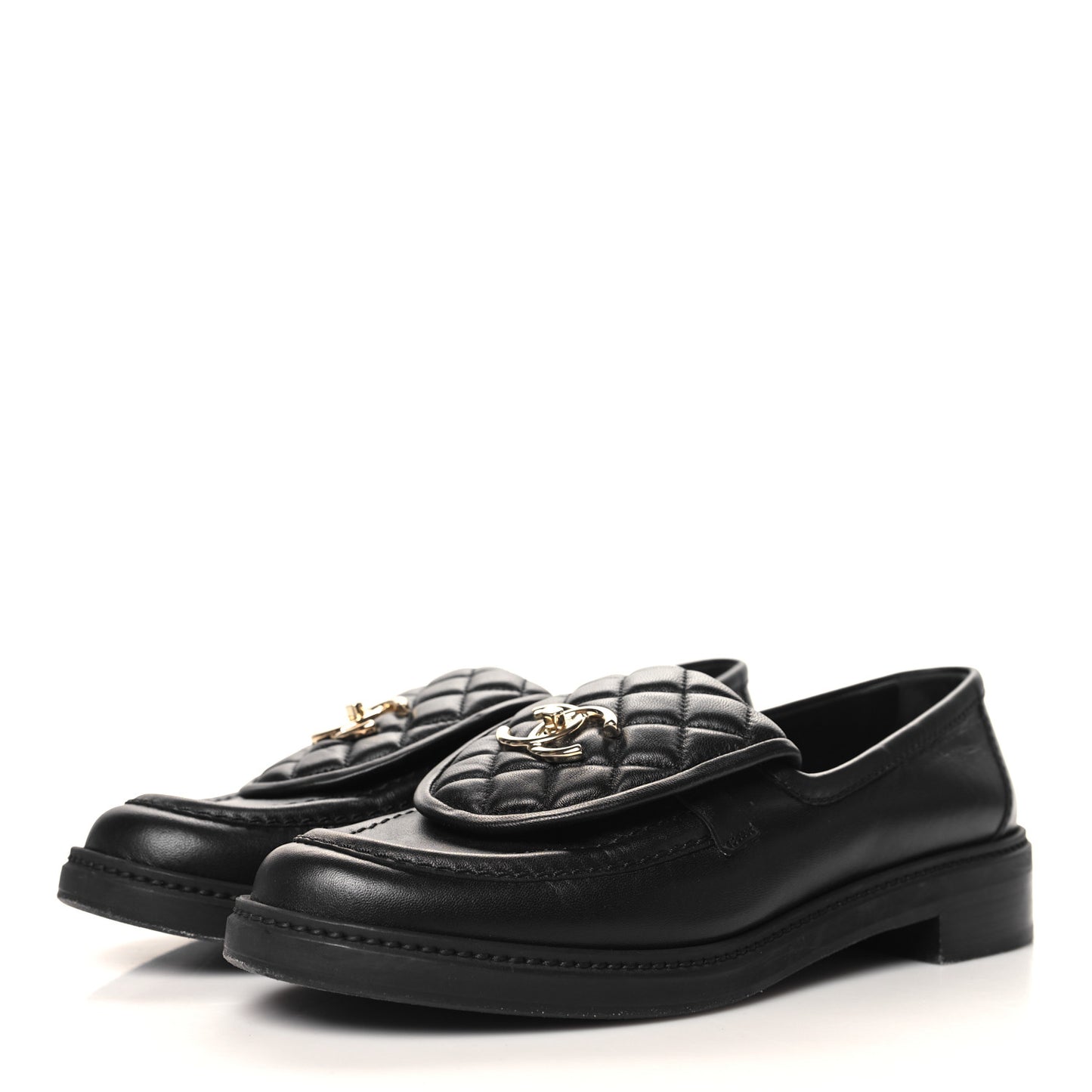 Lambskin Quilted CC Turnlock Loafers 39.5 Black