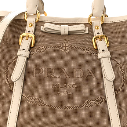 Prada Jacquard Logo Tote Corda Talco 8 of 10