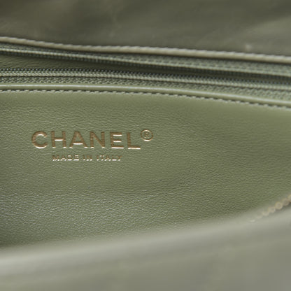 Chanel Calfskin Lizard Chevron Quilted Medium Coco Handle Flap Green 6 of 13