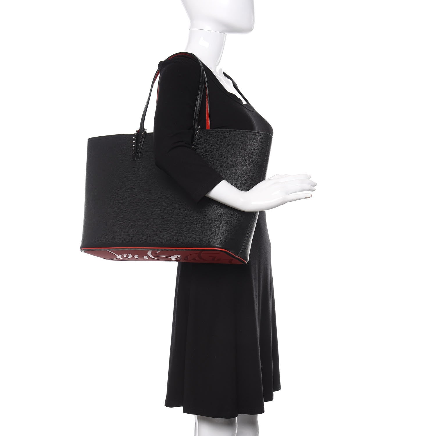 Christian Louboutin Calfskin Spikes East West Cabata Tote Black 2 of 9