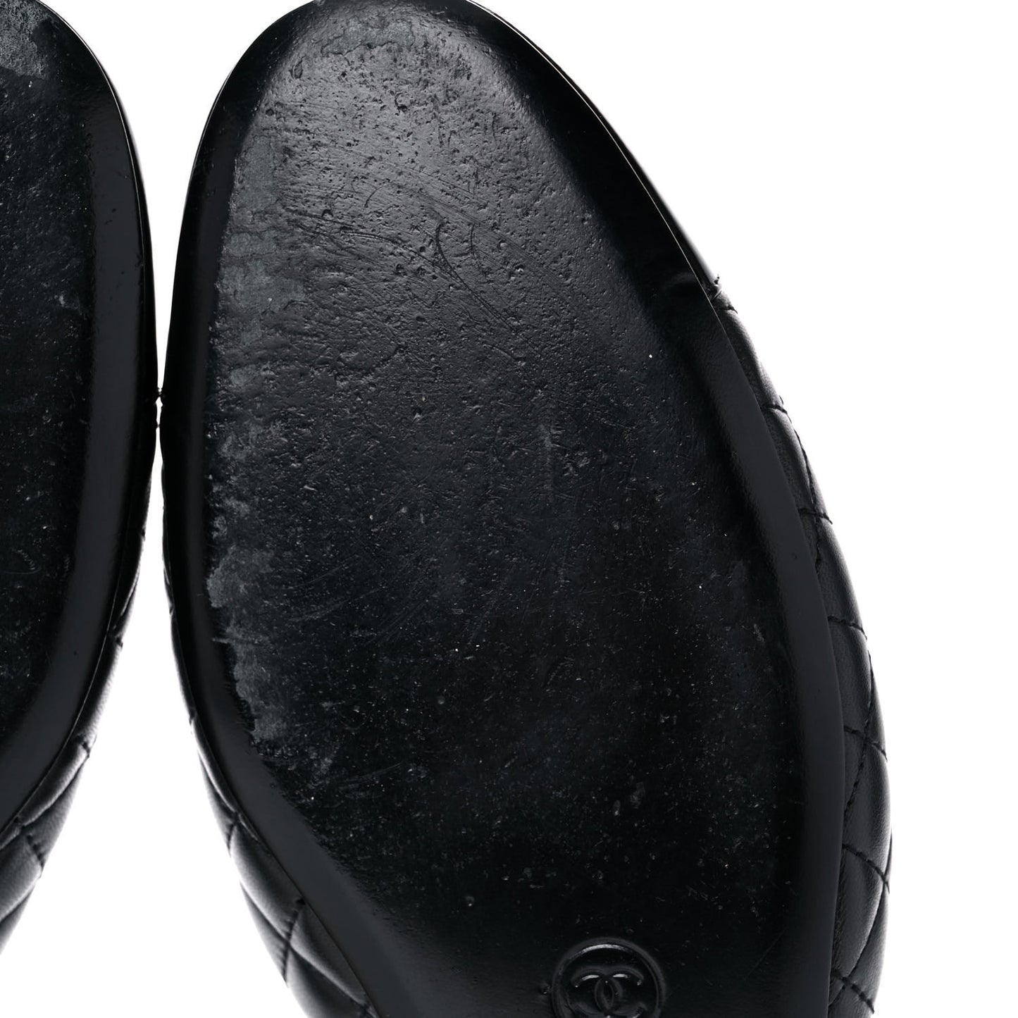 Patent Lambskin Quilted Cap Toe Ballerina Flats 41 Black