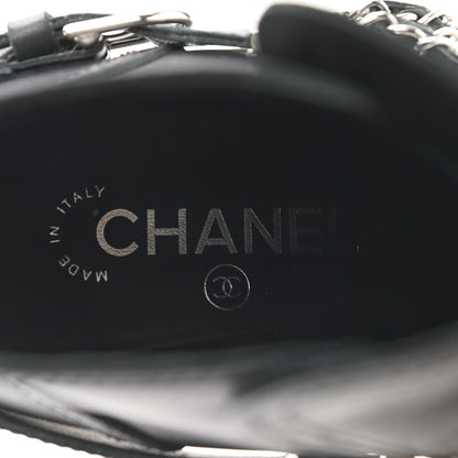 Chanel Calfskin Pearl Cap Toe Short Boots 37 Black 6 of 15