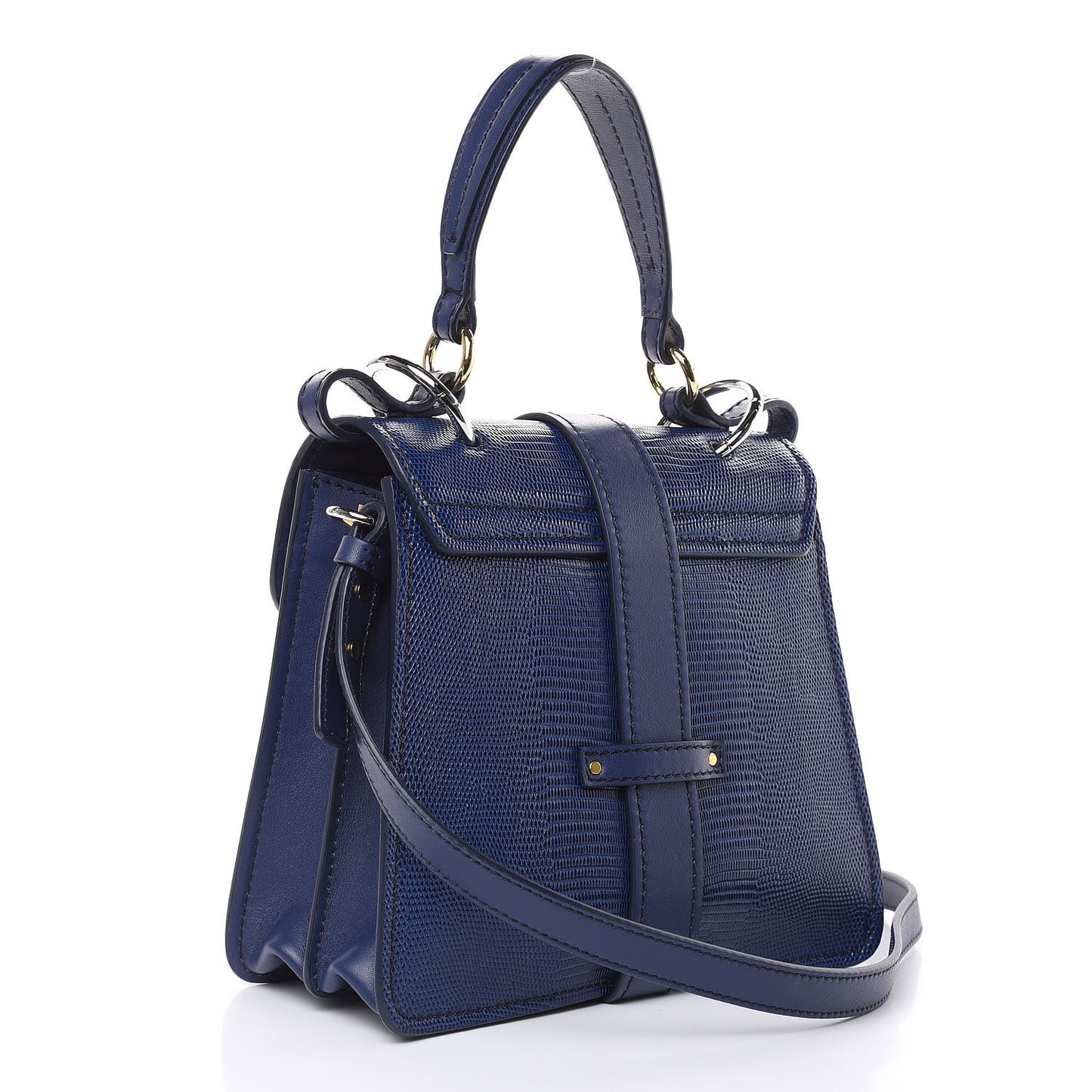 Calfskin Lizard Embossed Small Aby Day Shoulder Bag Captive Blue