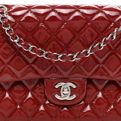 Chanel Patent Calfskin Quilted Medium Double Flap Dark Red 8 of 18