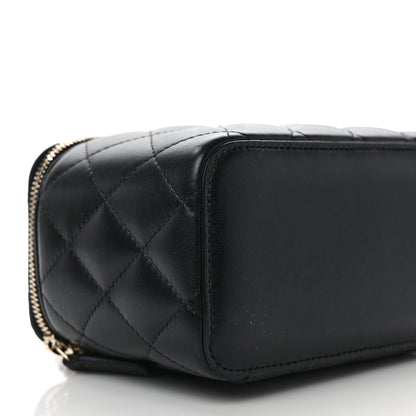 Chanel Lambskin Quilted Small Top Handle Vanity Case With Chain Black 9 of 13