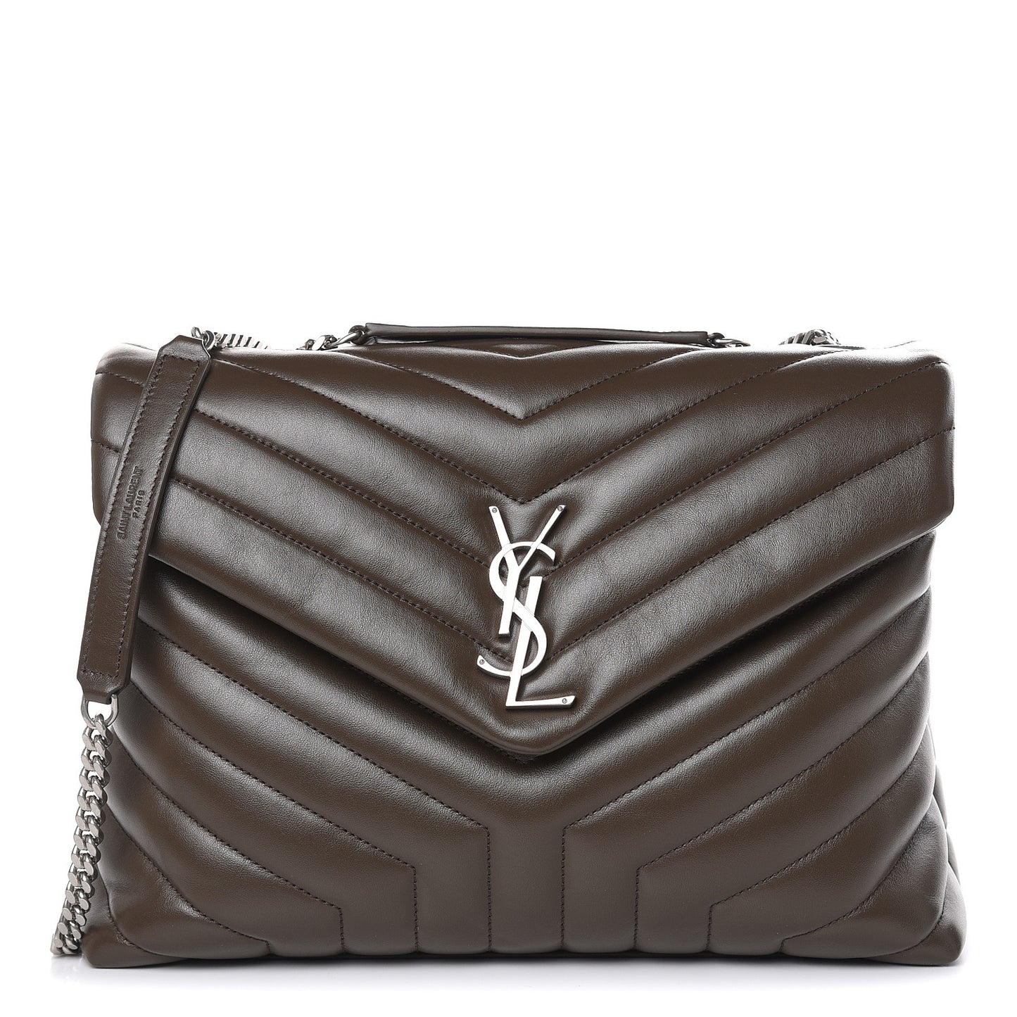Calfskin Y Quilted Monogram Medium Loulou Chain Satchel Kaki Fonce