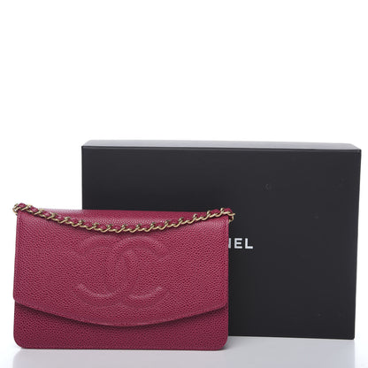 Chanel Caviar Timeless CC Wallet On Chain WOC Dark Fuchsia 12 of 12
