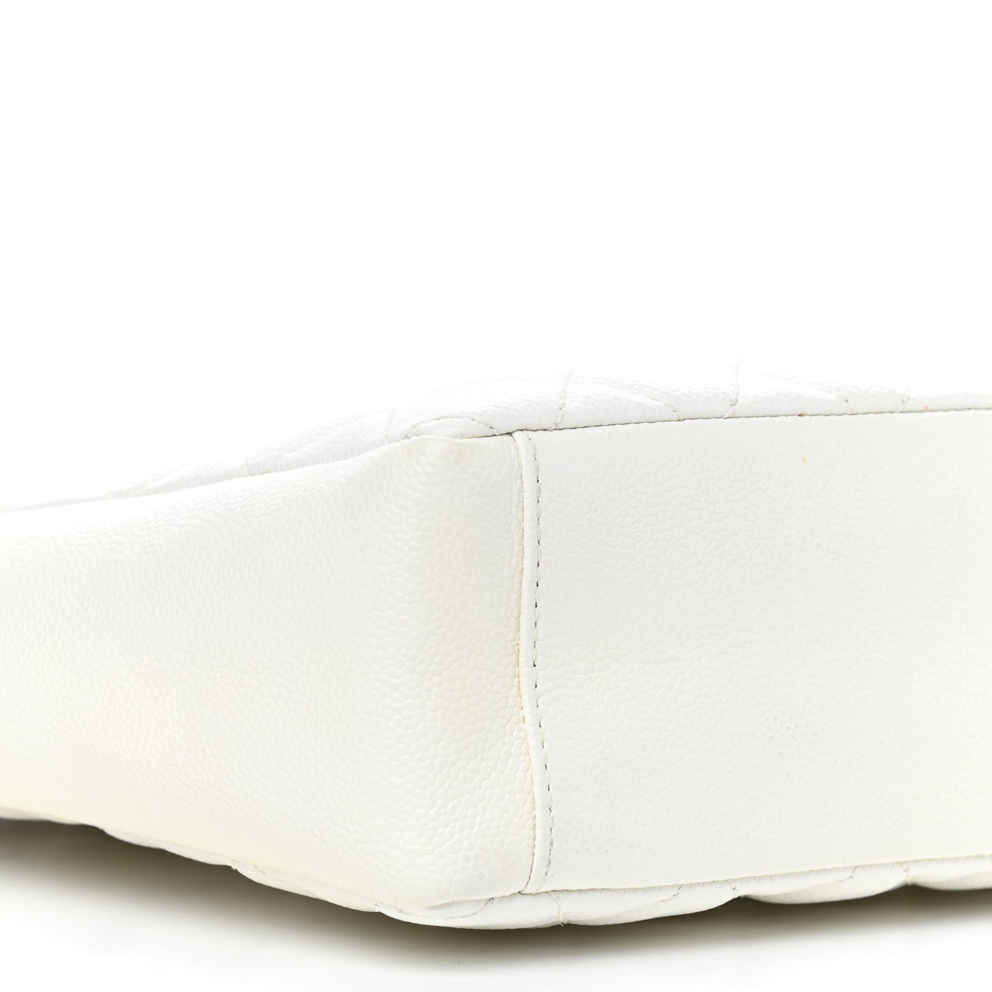 Caviar Quilted Petit Shopping Tote PST White