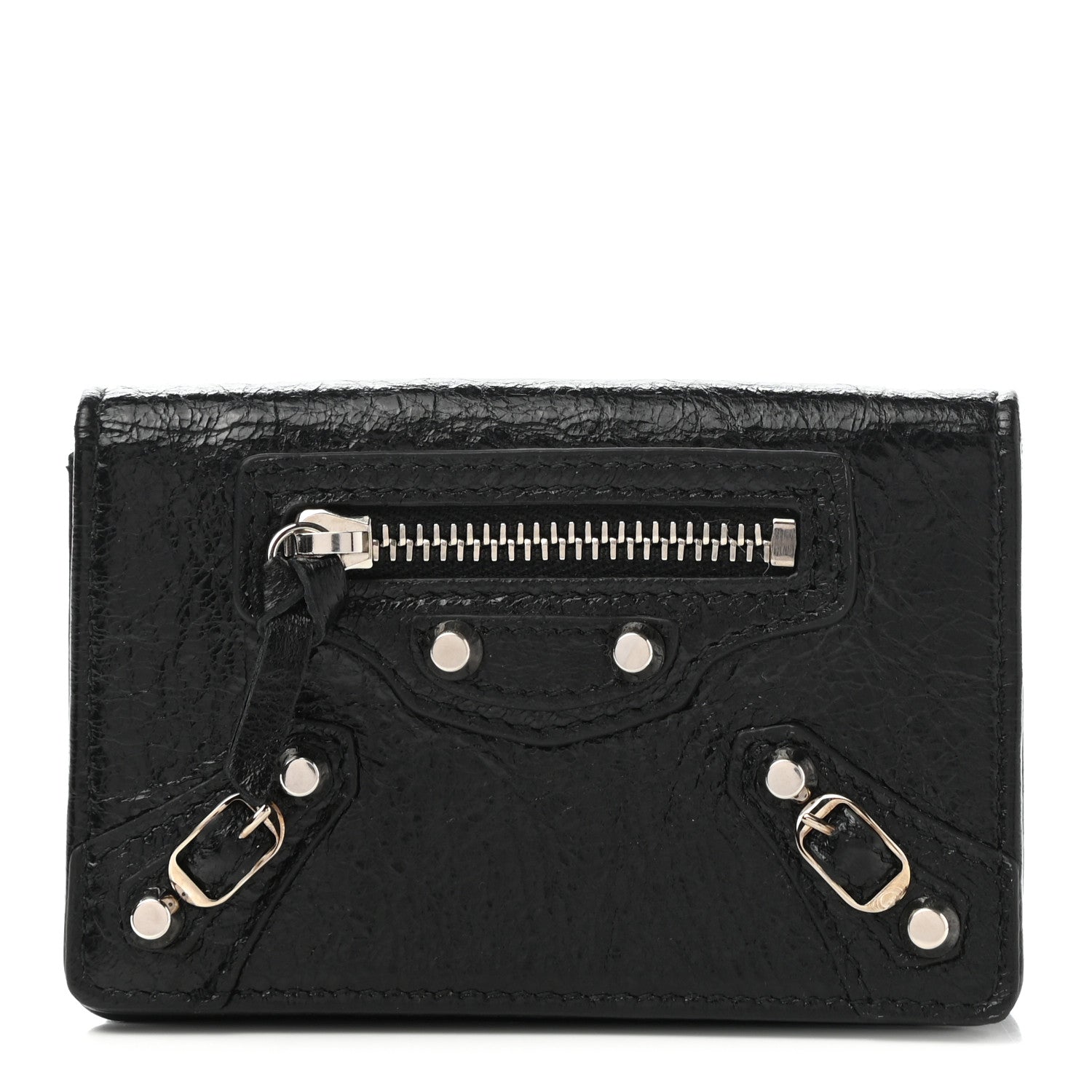 Balenciaga Agneau Classic Silver Hardware Card Case Black 1 of 8