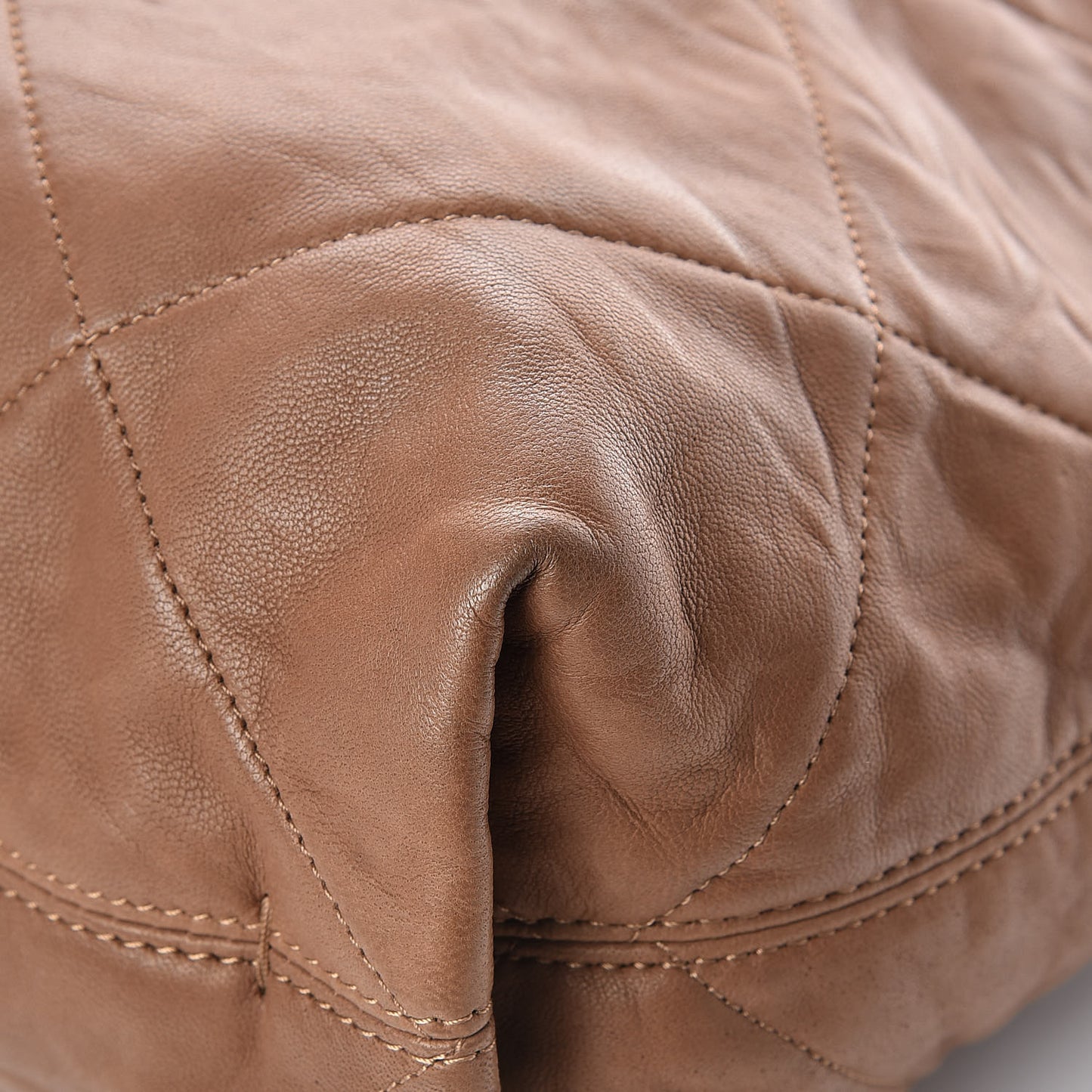 Lambskin Quilted Amalia Cabas Tote Camel
