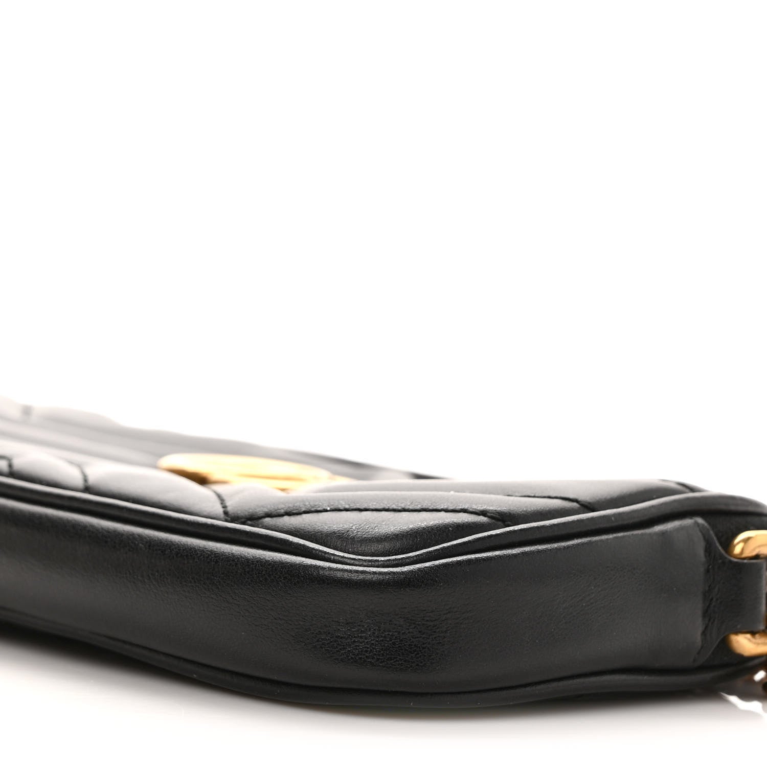 Gucci Calfskin Matelasse Mini GG Marmont Chain Crossbody Bag Black 9 of 9