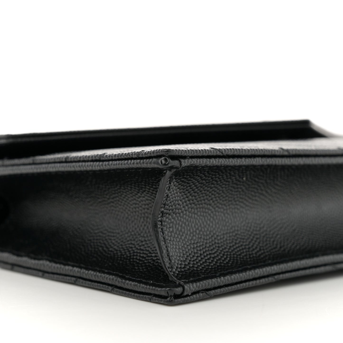 Grain De Poudre Matelasse Chevron Monogram Monochrome Envelope Chain Wallet Black