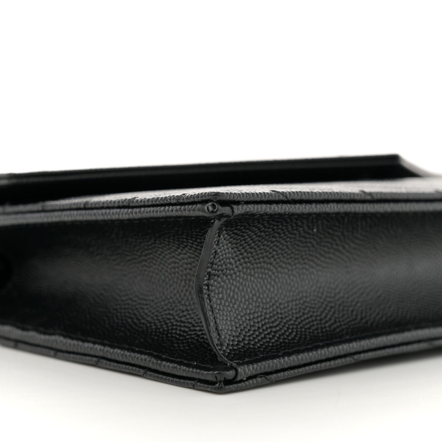 Saint Laurent Grain De Poudre Matelasse Chevron Monogram Monochrome Envelope Chain Wallet Black 9 of 11