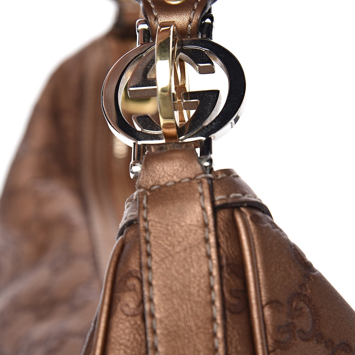 Metallic Guccissima Large GG Twins Hobo Bronze