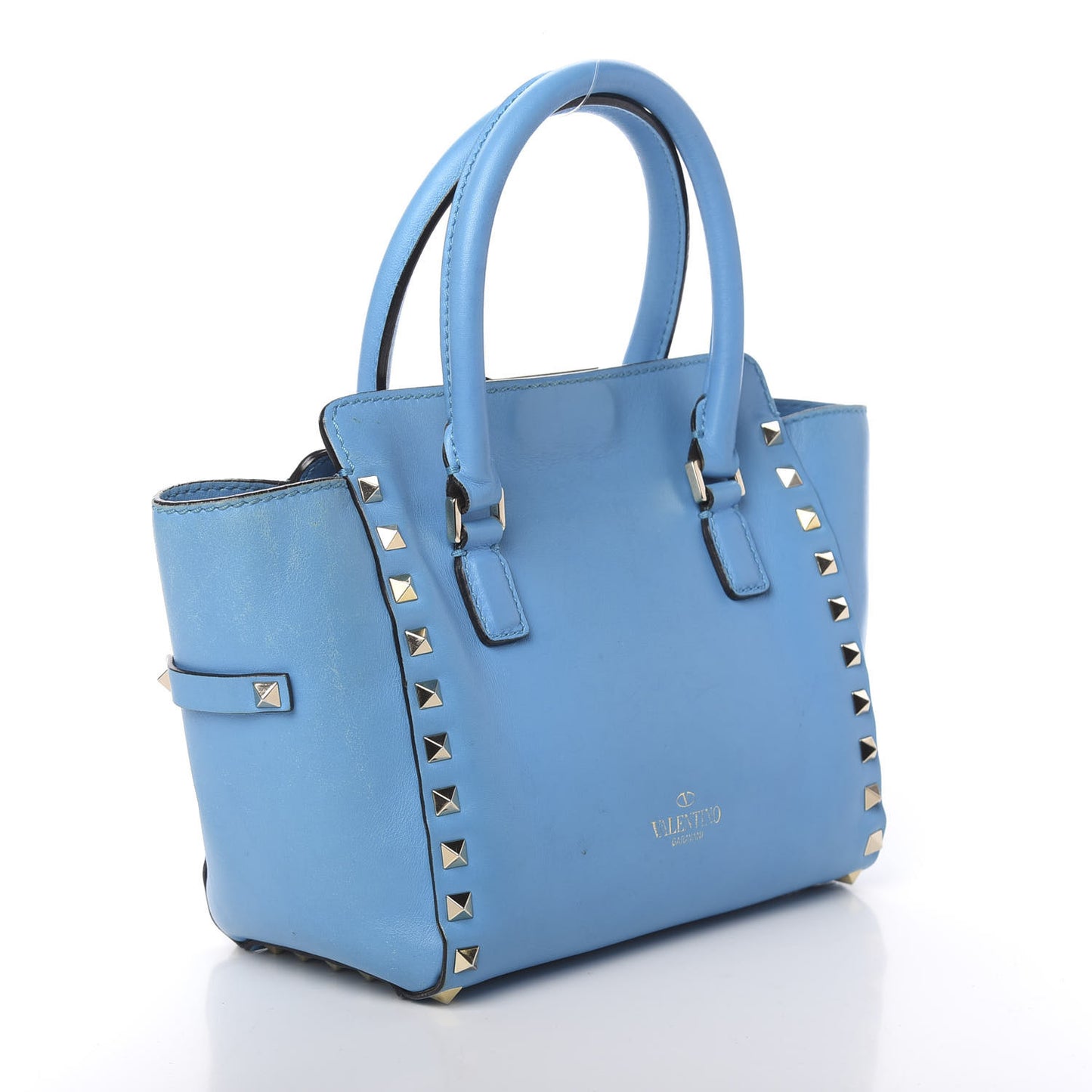 Vitello Mini Rockstud Double Handle Tote Parrot