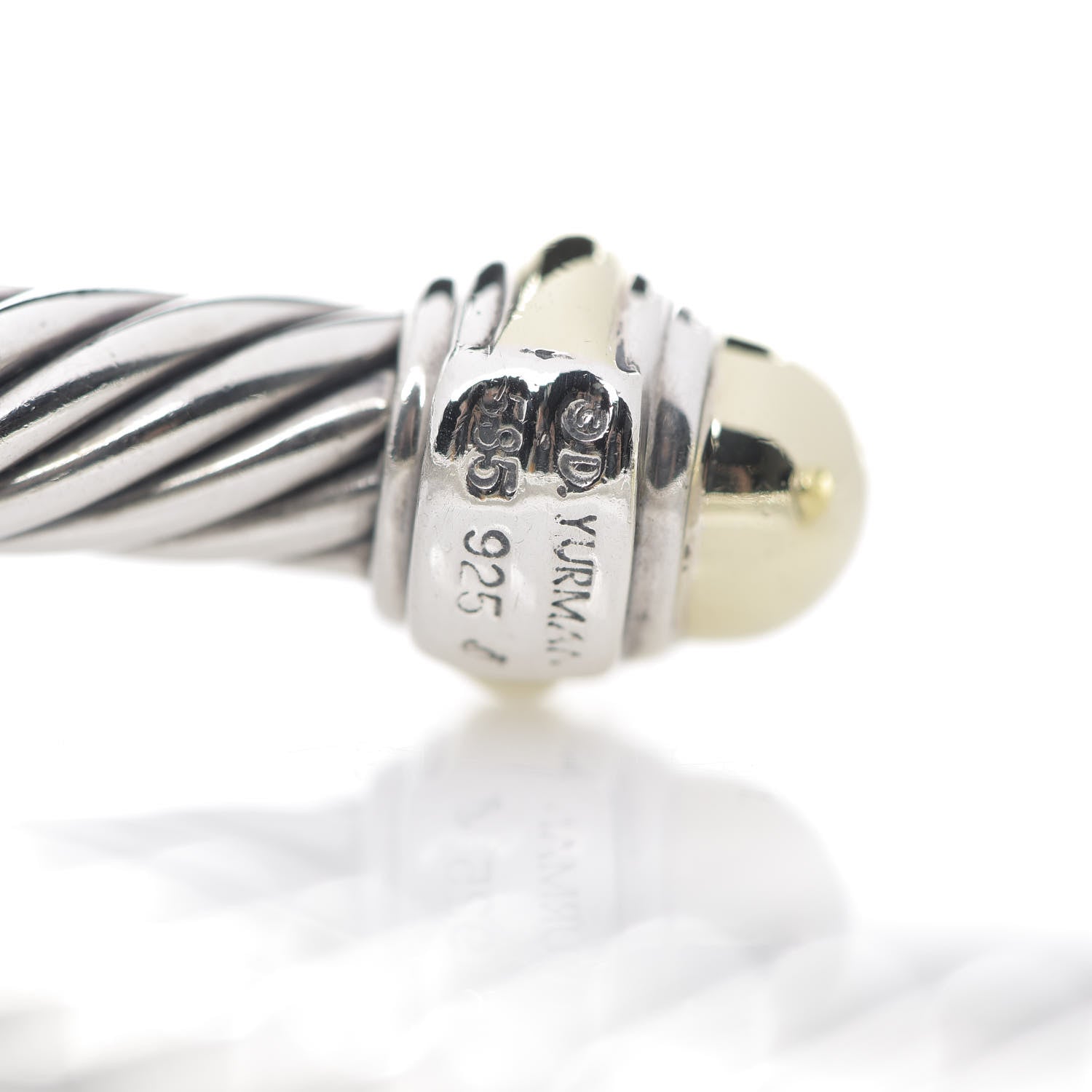 David Yurman Sterling Silver 14K Yellow Gold 7mm Cable Classics Bracelet 3 of 4