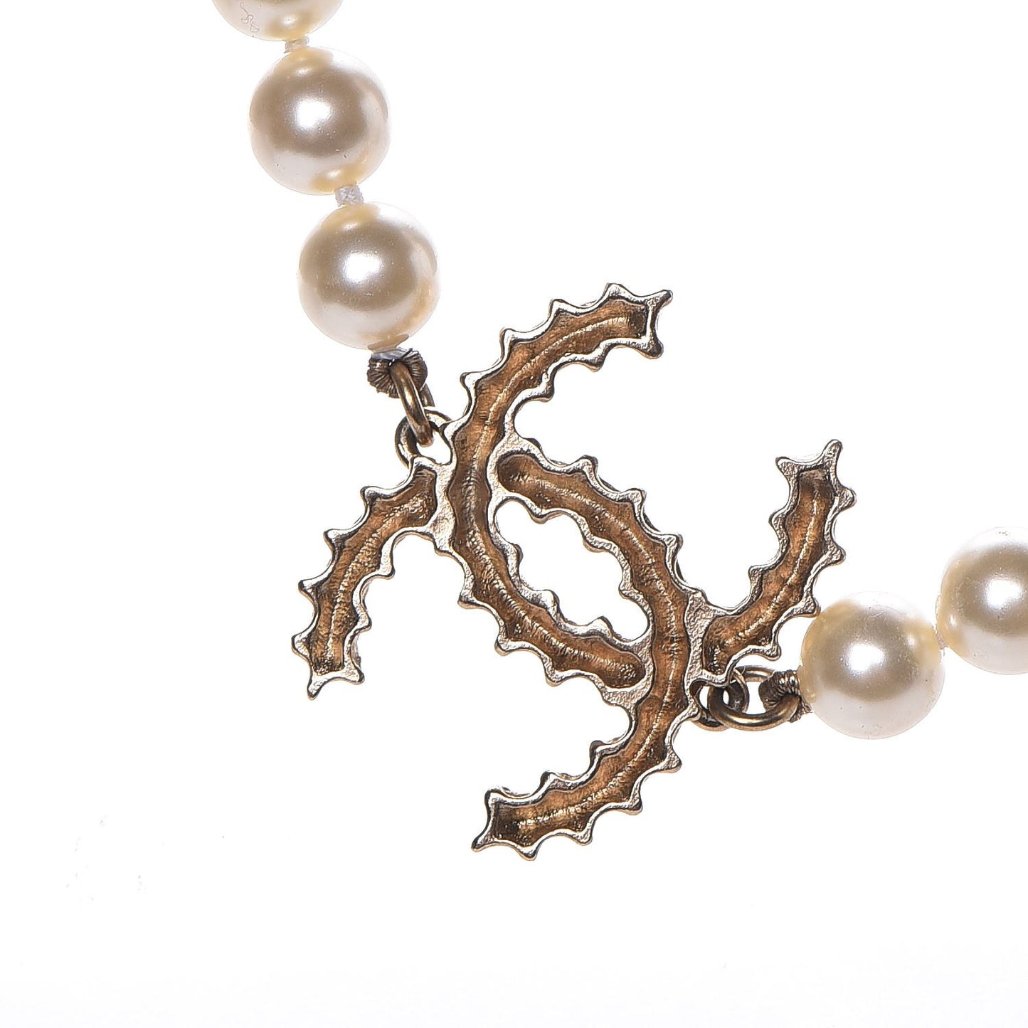 Pearl CC Short Necklace Gold