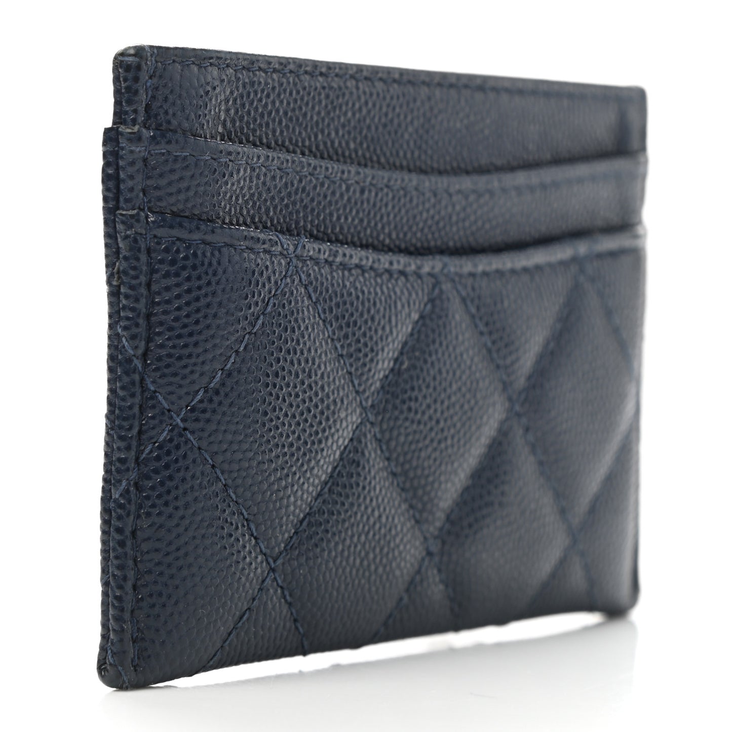 Caviar Quilted Card Holder Navy