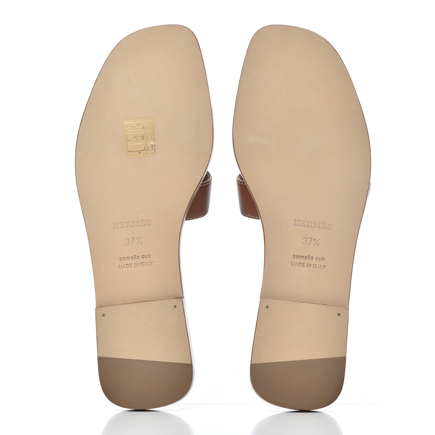 Hermes Box Calfskin Oran Sandals 37.5 Gold 5 of 13