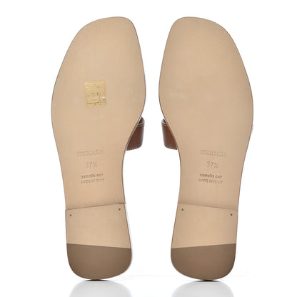 Hermes Box Calfskin Oran Sandals 37.5 Gold 5 of 13