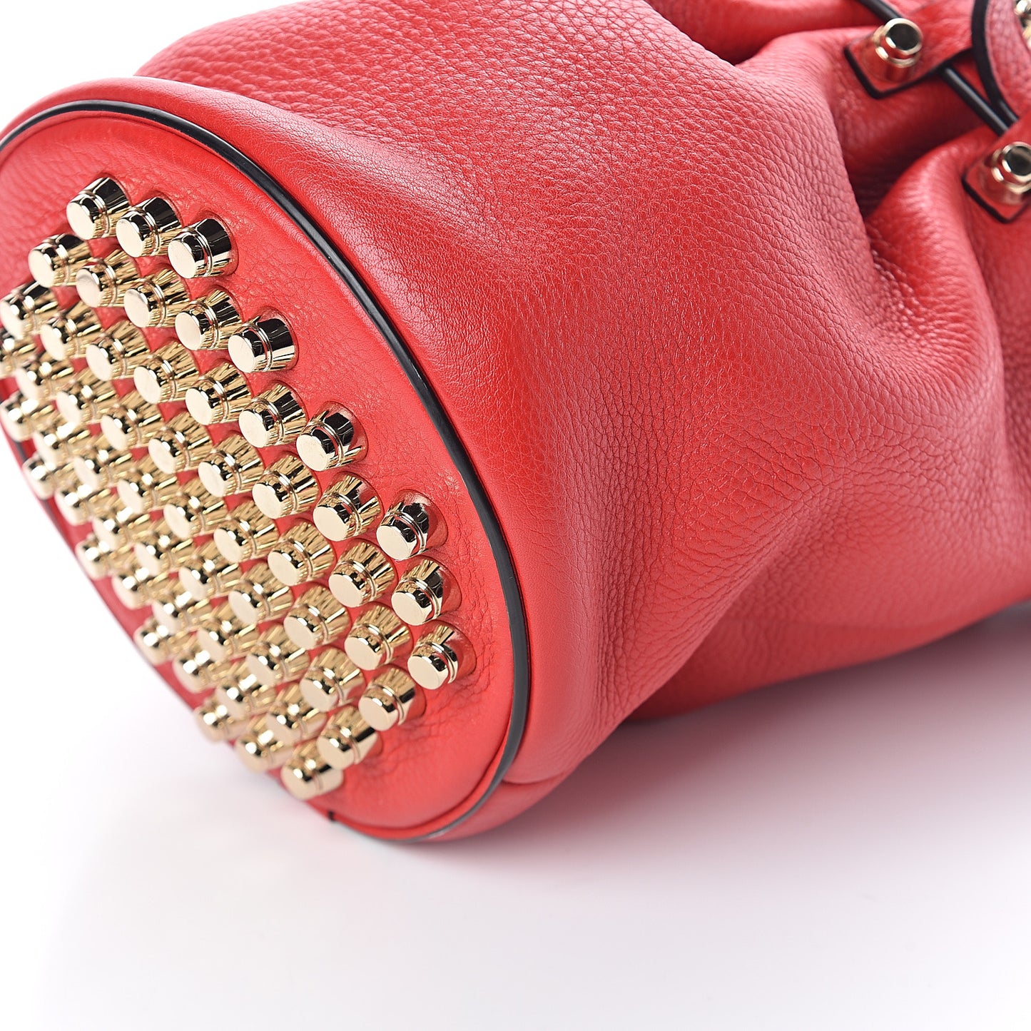 Pebbled Lambskin Small Diego Bucket Red Gold Hardware