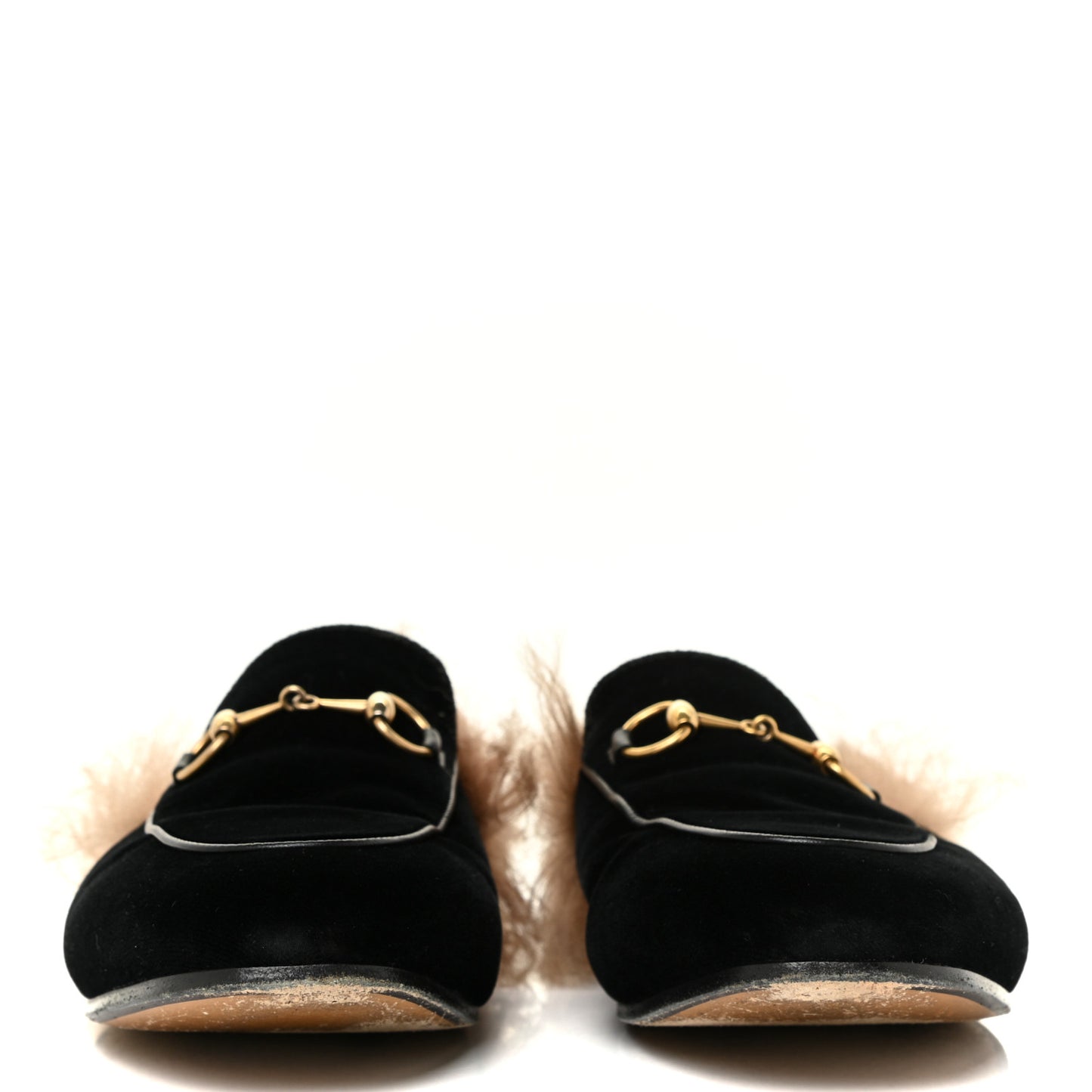 Velvet Fur Womens Princetown Slippers 37.5 Black