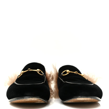 Gucci Velvet Fur Womens Princetown Slippers 37.5 Black 2 of 12