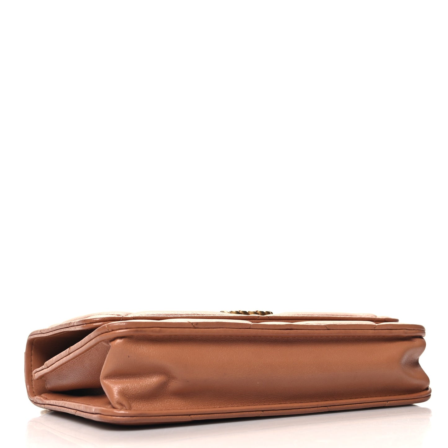 Lambskin Quilted 19 Wallet On Chain WOC Brown
