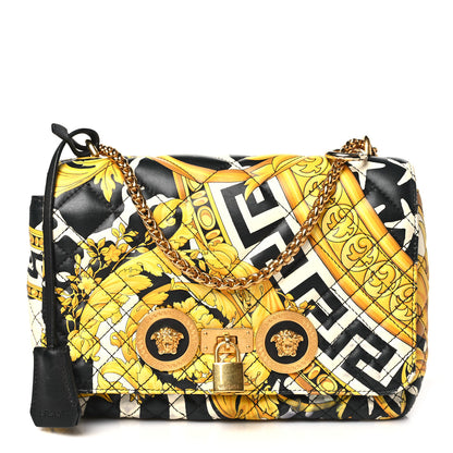 Versace Nappa Barocco Printed Icon Shoulder Bag Black Gold 1 of 13