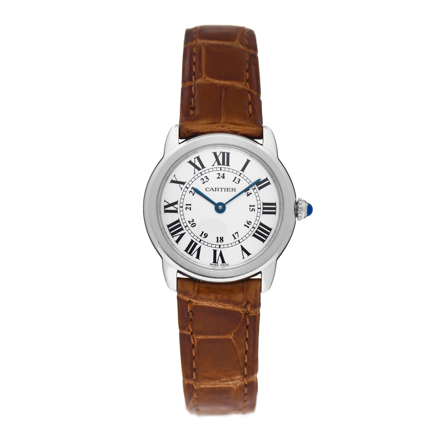 Cartier Stainless Steel Alligator 29mm Ronde Solo Quartz Watch Brown 1 of 5