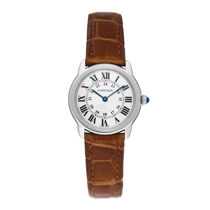 Cartier Stainless Steel Alligator 29mm Ronde Solo Quartz Watch Brown 1 of 5