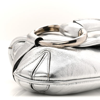 Gucci Metallic Nappa Vertical Matelasse Medium Maxi Horsebit Chain Shoulder Bag Silver 9 of 11