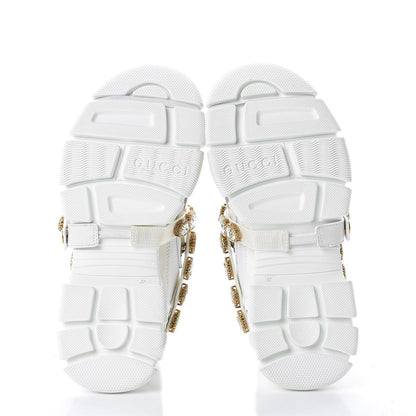 Gucci X SEGA Mesh Calfskin Suede Removable Crystals Womens Flashtrek Sneakers 37 Great White 6 of 11