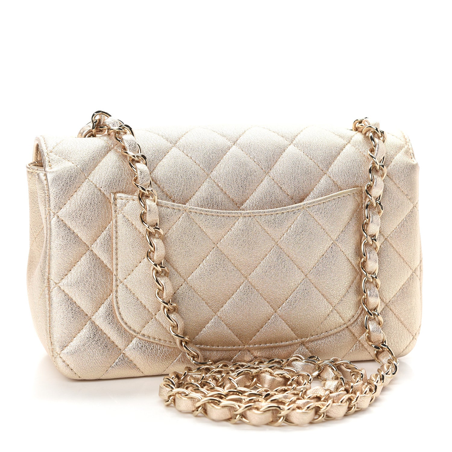 Chanel Metallic Lambskin Quilted Mini Rectangular Flap Gold 2 of 8