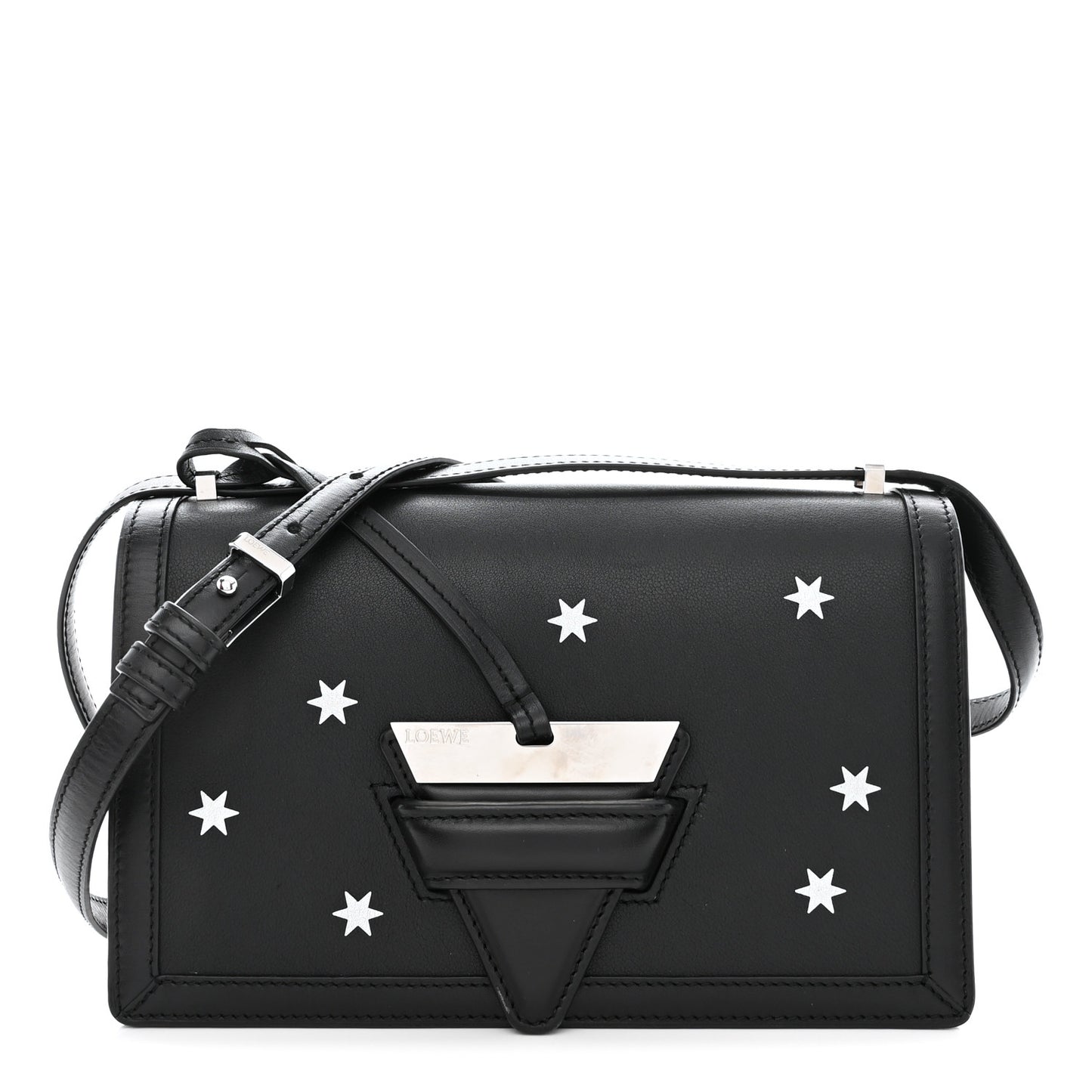 Calfskin Stars Medium Barcelona Shoulder Bag Black