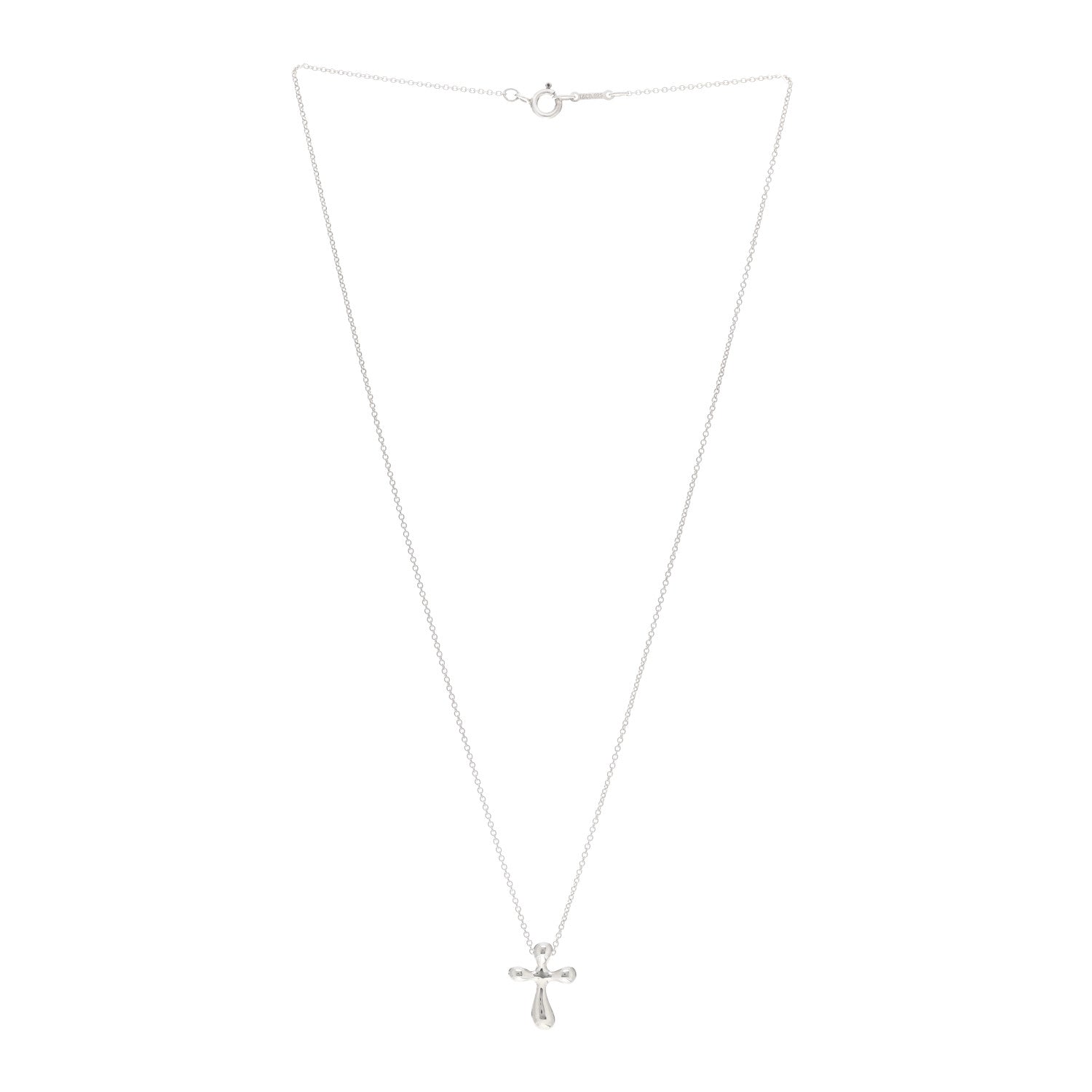 Tiffany Sterling Silver 12mm Elsa Peretti Cross Pendant Necklace 3 of 4