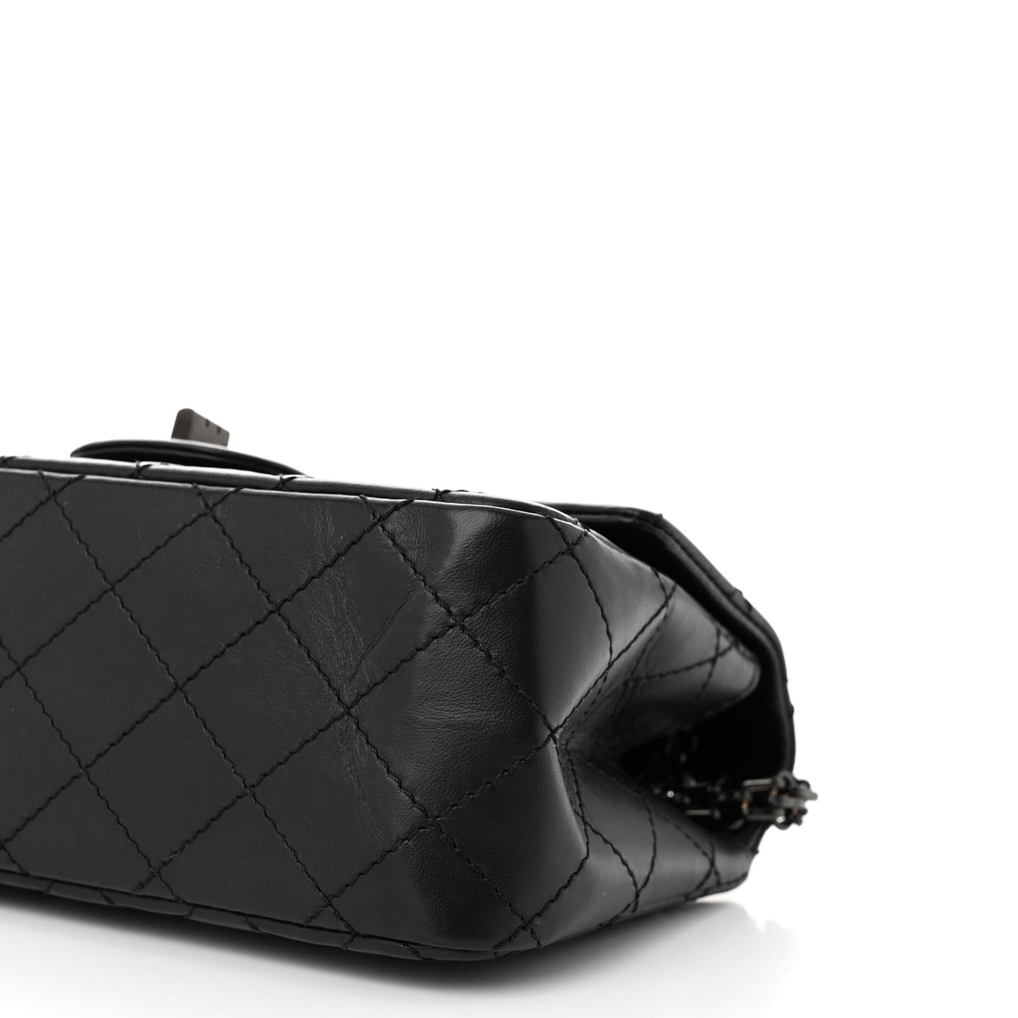 Aged Calfskin Quilted 2.55 Reissue Mini Flap So Black