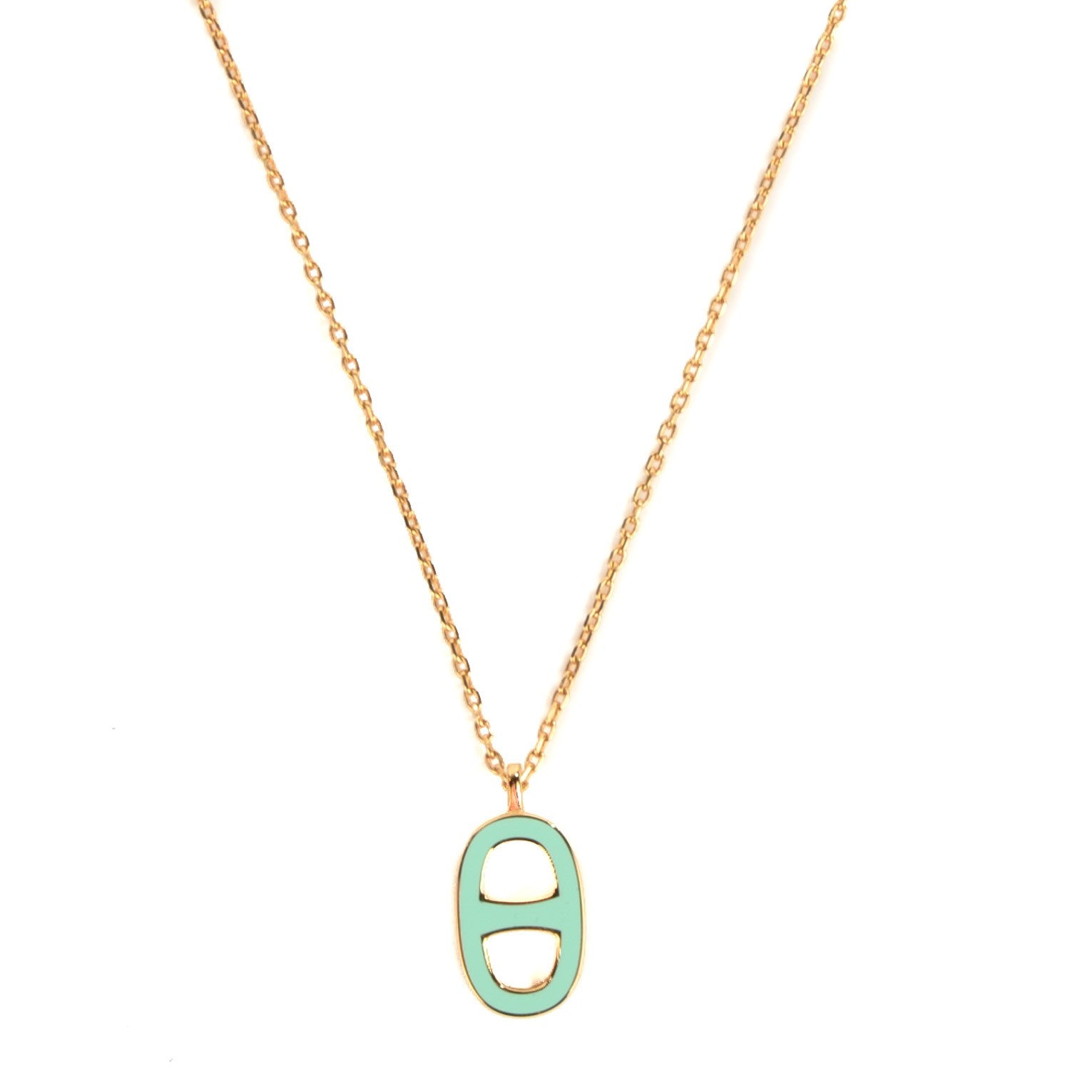 Hermes Laquered Iliade Pendant Necklace Bleu Atoll 1 of 6