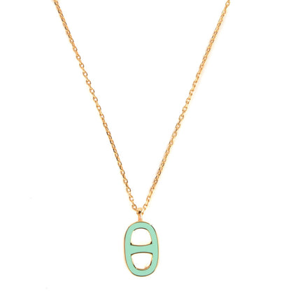 Hermes Laquered Iliade Pendant Necklace Bleu Atoll 1 of 6