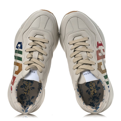 Gucci Calfskin Glitter Game Logo Womens Rhyton Sneakers 37.5 Mystic White 2 of 11