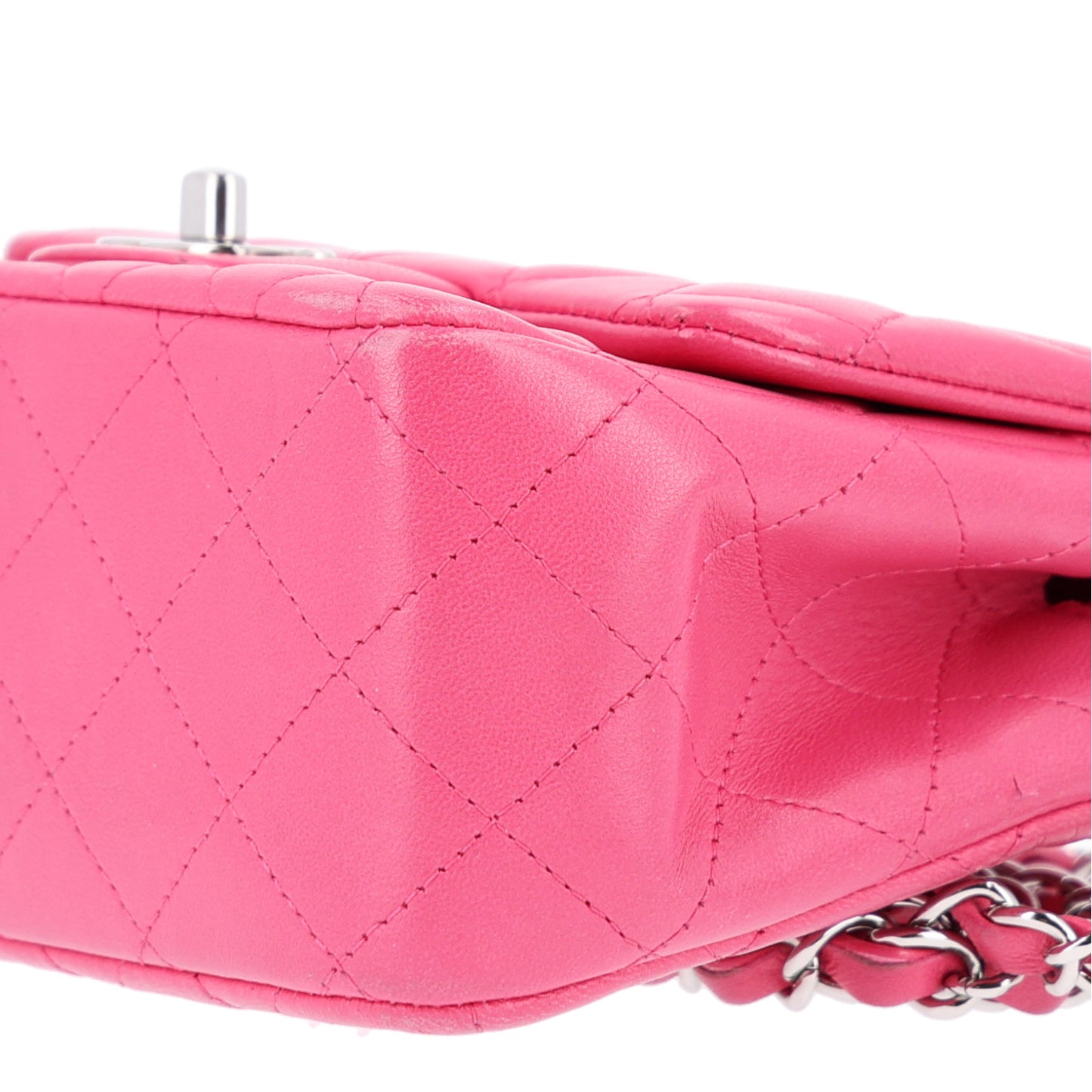 Lambskin Quilted Mini Square Flap Dark Pink