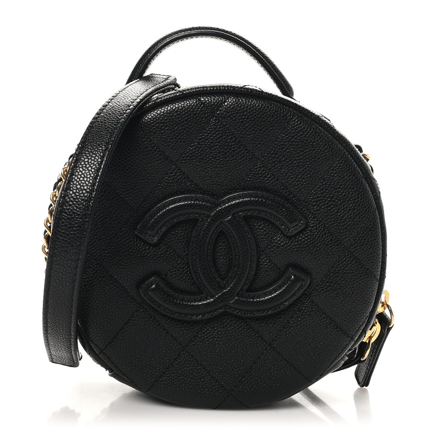 Chanel Caviar Quilted Small Round Vanity With Chain Black 1 of 10