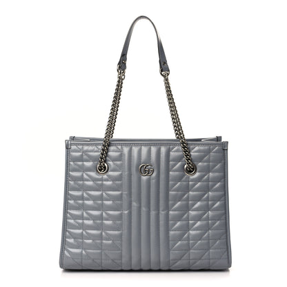 Gucci Calfskin Matelasse Aria Medium GG Marmont Shoulder Tote Deep Grey 1 of 9