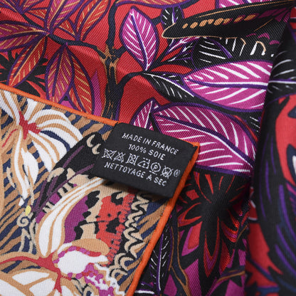 Hermes Silk Wild Singapore Scarf 90 Rouge Violet Beige 6 of 7