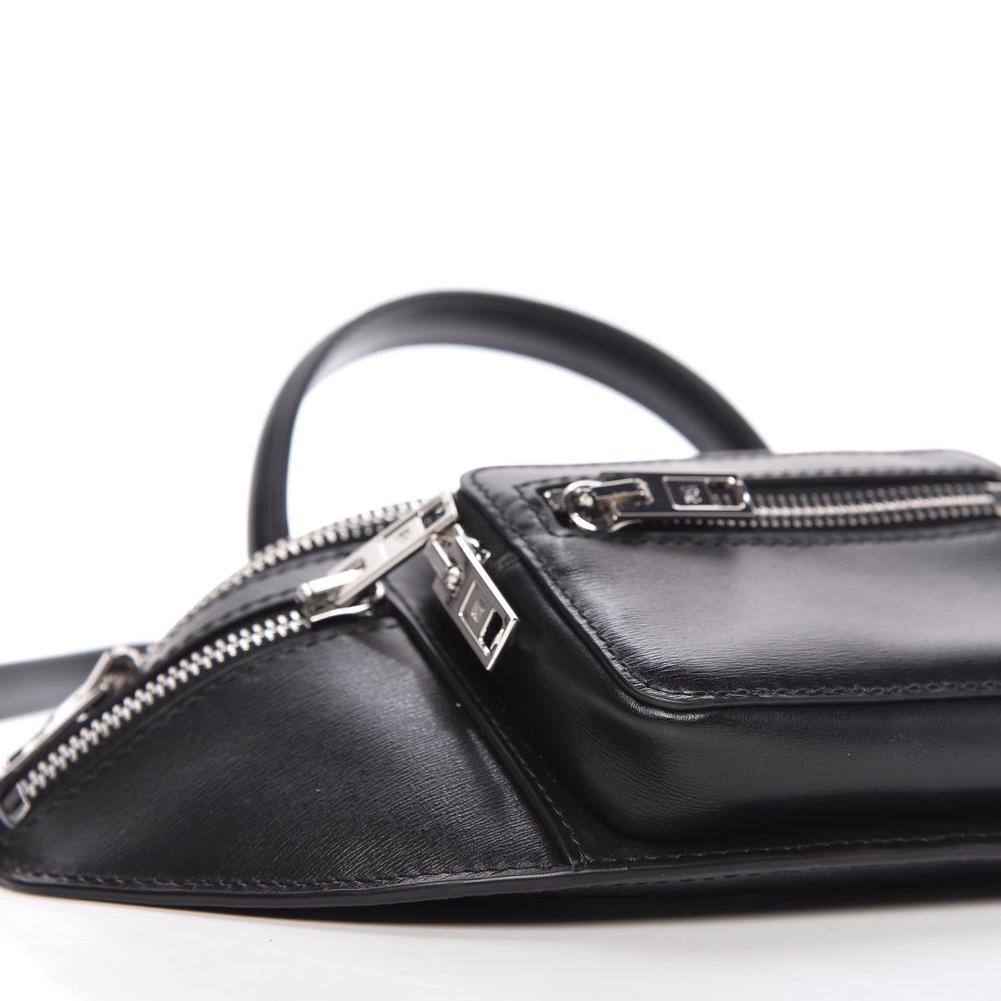 Calfskin Mini Attica Top Handle Belt Bag Black