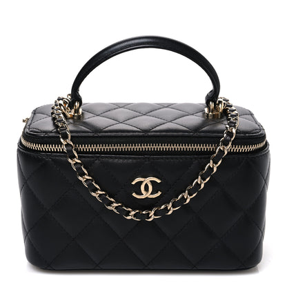 Chanel Lambskin Quilted Small Top Handle Vanity Case With Chain Black 1 of 10