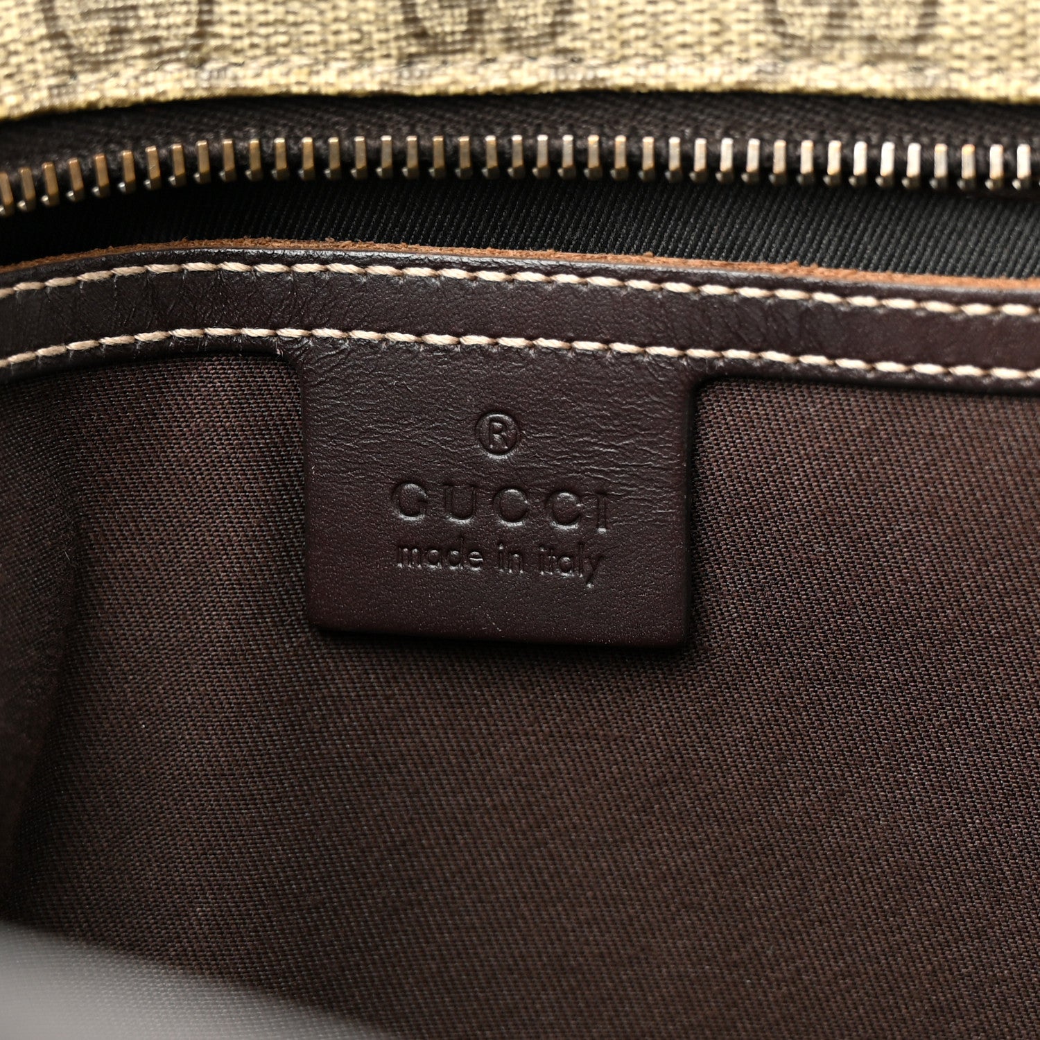 Gucci GG Supreme Monogram Large Zippered Shopping Tote Brown 6 of 15