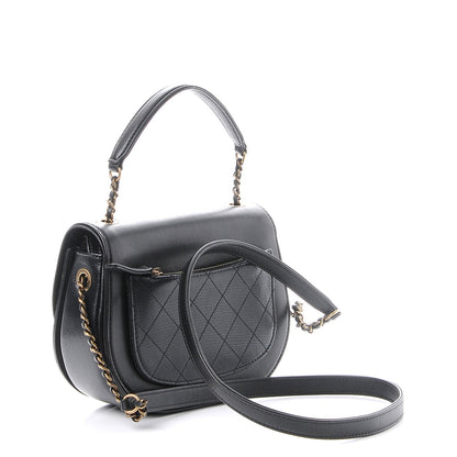 Chanel Shiny Calfskin Goatskin Quilted Small Coco Curve Messenger Flap Black 3 of 7
