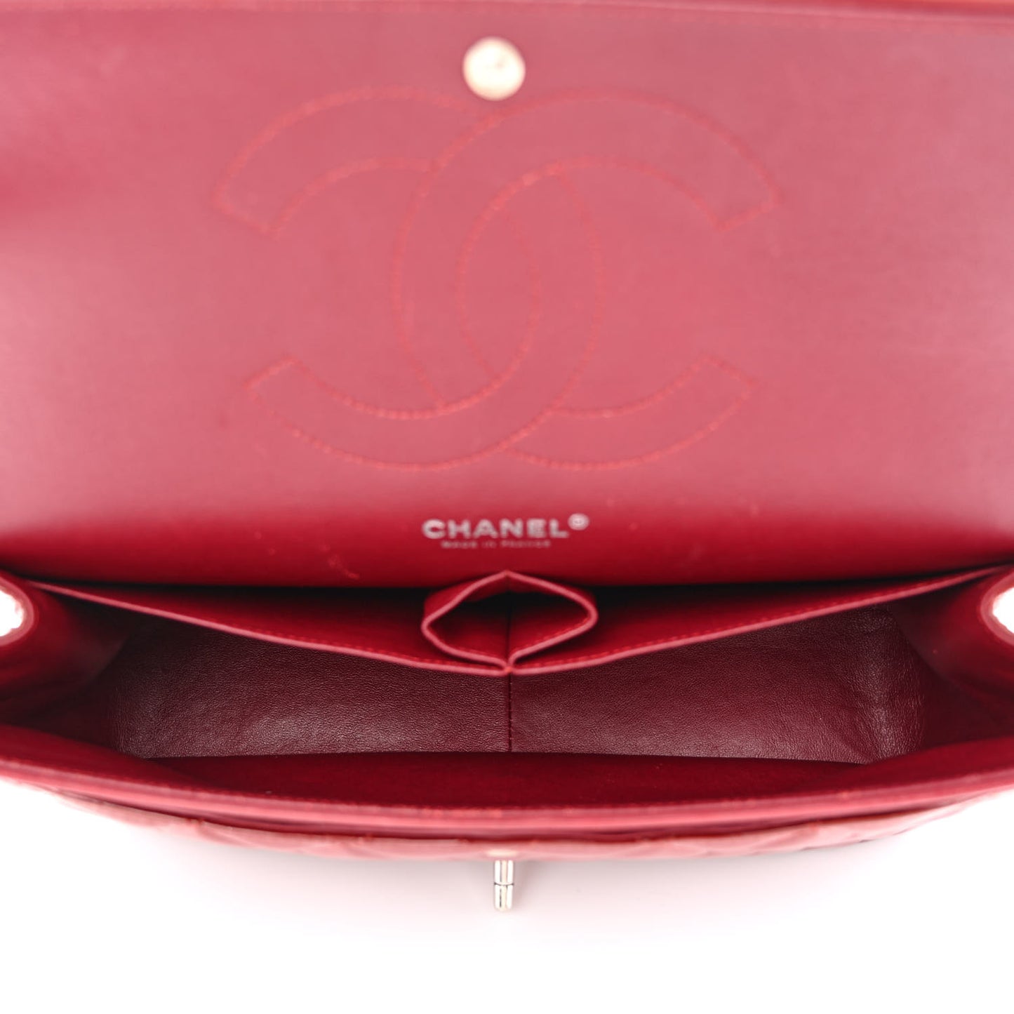 Patent Quilted Jumbo Double Flap Red